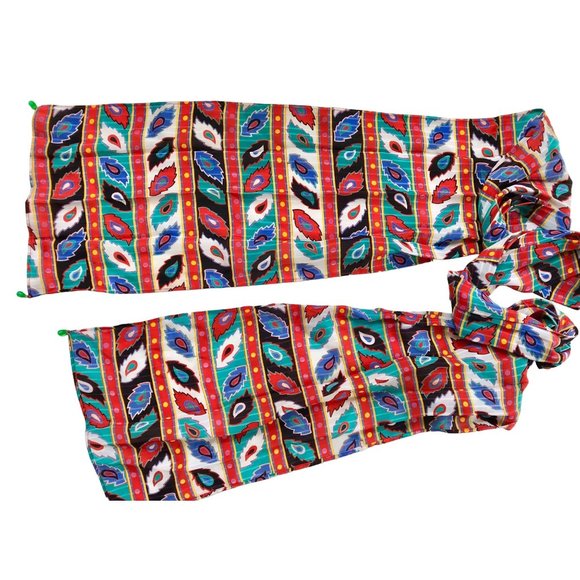 Vintage Scarf with beads and Bohemian design boho fashions scarf wrap MOD. - Picture 1 of 6